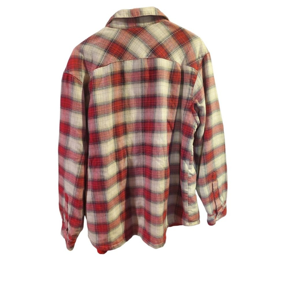 Columbia fleece lined shirt buttoned up red white sz M may fit L excellent - Picture 4 of 5